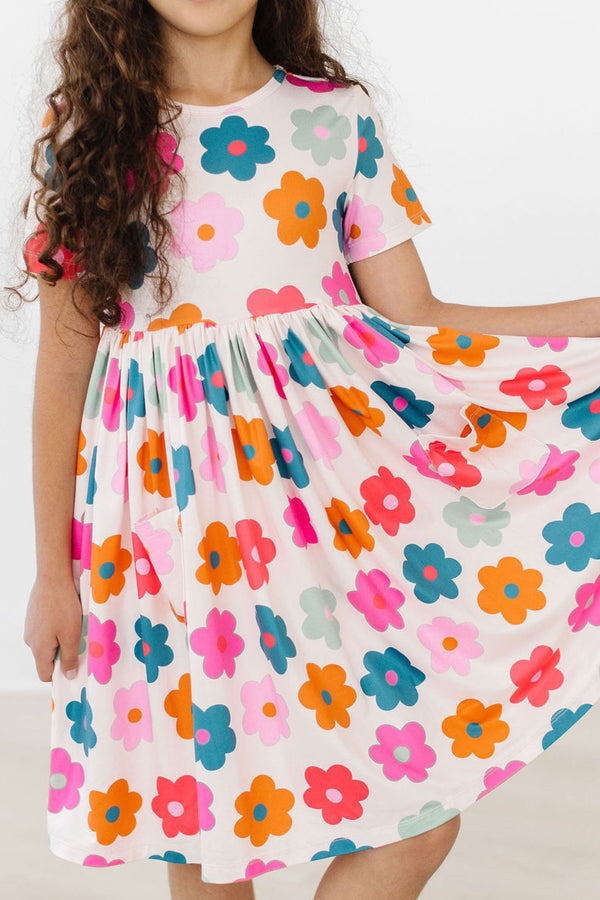 retro-floral-s-s-pocket-twirl-dress Mila &  Rose - Sophia's Style-Retro Floral S/S Pocket Twirl Dress-6-12M--1